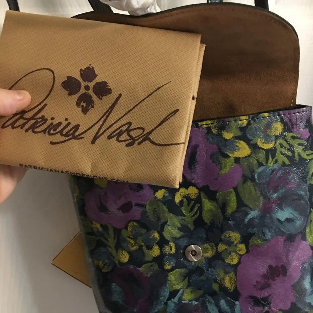 Vatoni Patricia Nash Blue Leather Floral Backpack - w dust bag
